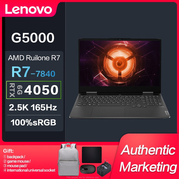 2023 New Lenovo GeekPro G5000 Gaming Laptop R7-7840 RTX4050-6GB 15.6-inch 2.5K 165Hz Notebook PC