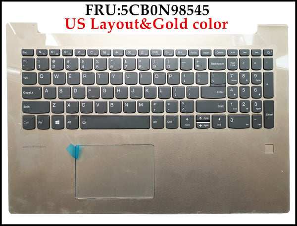 5CB0N98545 for Lenovo Ideapad 520-15IKB 520-15ISK C-cover w keyboard assembly US Layout KB Gold w backlit touchpad fringerprint