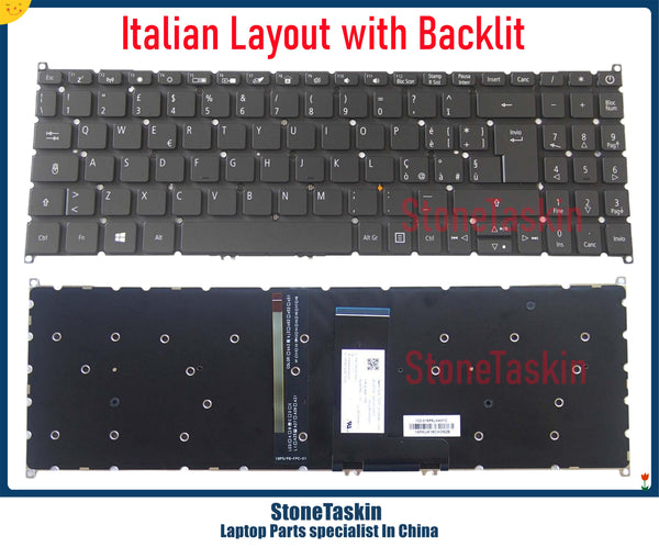 StoneTaskin Genuine Italian Layout IT KB Laptop Keyboard (Without Palmrest) for Acer Aspire 3 A315-54 A315-54-54L5 A315-54-58JQ A315-54K A315-55G A315-55KG A315-56 N19H1 Light Backlight