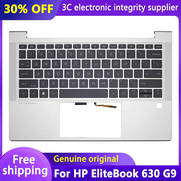 StoneTaskin 95NEW Original Top Case for HP EliteBook 630 G9 Laptop US Keyboard with Backlit Palmrest Upper Cover Replace Silver N10777-001 Fully Tested Free Shipping