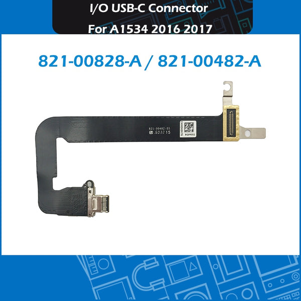 StoneTaskin Wholesale A1534 I/O USB-C DC Charging Port Flex Cable DC Power Jack Cable 821-00828-A 821-00482-A For Macbook Retina 12" A1534 2016 2017 6 Month Warranty