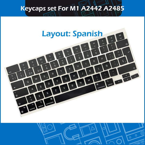 StoneTaskin Wholesale A2442 A2485 A2681 Teclas españolas Spanish Keys Keycaps For Macbook Pro Retina M1 14" 16" 2021 Air M2 13" 2022 Keyboard Repair 6 Month Warranty