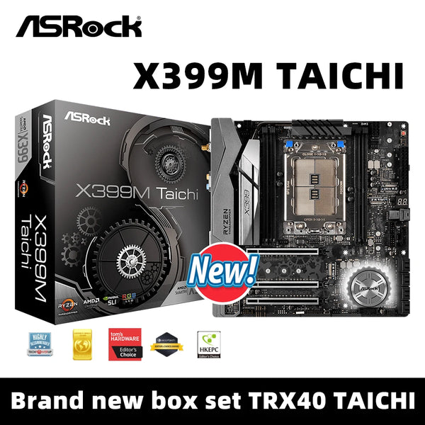 StoneTaskin Refurbished ASROCK New X399M Taichi Motherboard Suppor TR 2990WX 2970WX 2920X 1900X CPU Quad Channel DDR4 3600+ MHz NVME M.2 RGB PCIe 3.0 MB Free Fast Shipping