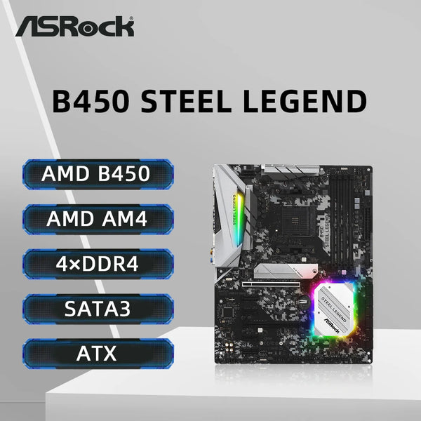 ASRock B450 STEEL LEGEND Motherboard Support Ryzen 5 5600 5600G R7 5700X3D 5800X CPU 4xDDR4 128GB HDMI M.2 ATX AM4 Mainboard