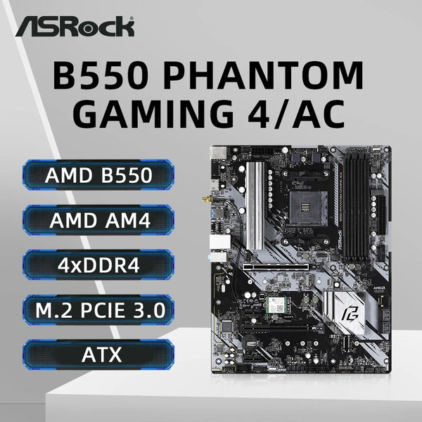 ASRock B550 PHANTOM GAMING 4/AC Motherboard Support 5600G 5700X 5800x3D CPU AMD AM4 Socket DDR4 4733MHz 128GB NVME M.2 HDMI ATX