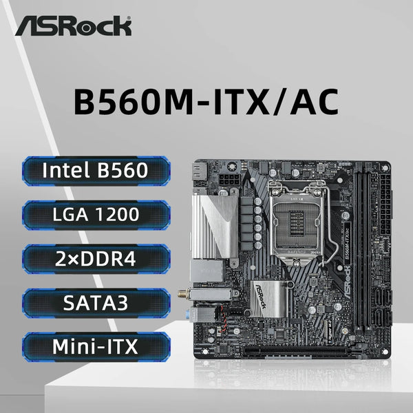 ASRock B560M-ITX/ac Motherboard LGA1200 Support i9-10900K i7-10700 i5-10600KF i5-10400F i5 10400F CPU DDR4 4400MHz NVME M.2 HDMI Free Fast Shipping
