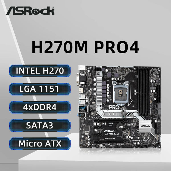 ASRock H270M PRO4 Motherboard LGA1151 Support i7-7700K 6700K i5-7600K 6600K 6500 i3-6300 CPU DDR4 M.2 HDMI mATX H270 Mainboard Free Fast Shipping
