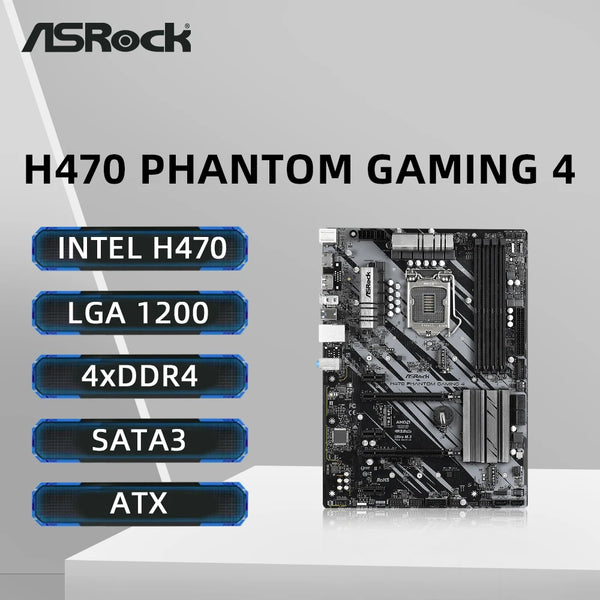 ASRock H470 PHANTOM GAMING 4 Motherboard LGA1200 Support i9-10900KF i7-10700K i5-10400F i3-10100F CPU DDR4 2400MHz 128GB M.2 ATX