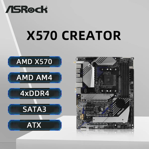 ASRock X570 CREATOR Motherboard Support 3600X 5600G 5600X 5700X3D 5800X3D 5950X CPU DDR4 4666MHz M.2 NVME HDMI ATX AM4 Mainboard