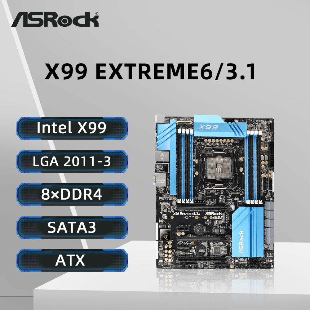 ASRock X99 Motherboard Support i7-6800K 6900K E5-4669 2695  2690 2629 2683 2609 1680 CPU 8xDDR4 2400MHz ATX