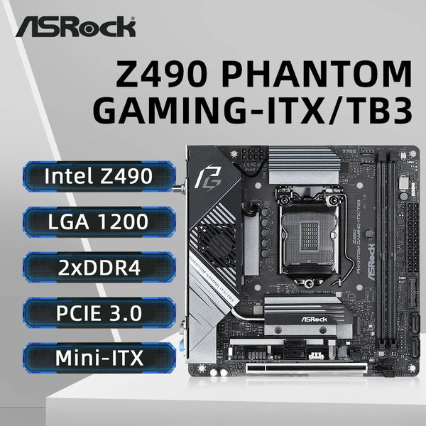 ASRock Z490 PHANTOM GAMING-ITX/TB3 Motherboard 1200 Socket Support i9-11900KF i7-11700K i5-11600 10600 DDR4 4666MHz+ M.2 NVME Free Fast Shipping