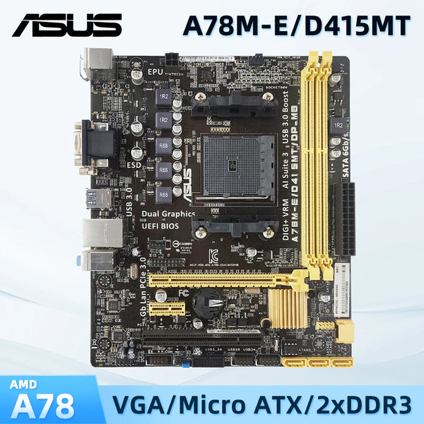 StoneTaskin Original ASUS A78M-E/D415MT Motherboard Socket FM2+ AMD A78 Micro ATX support  A10-6700 A10-7800B A4-4000 A6-5400B A6-7400B A8-6500B cpu Fully Tested Free Shipping