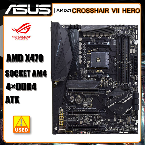 StoneTaskin ASUS ROG CROSSHAIR VII HERO Socket AM4 Motherboard DDR4 64GB AMD X470 PCI-E 3.0 M.2 USB3.1 ATX Placa-mãe For Athlon 300GE cpus