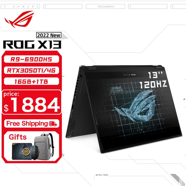 Brand New ASUS ROG Flow X13 Gaming Laptop AMD Ryzen 9 6900HS 16GB 1TB SSD RTX3050Ti-4G 120Hz Screen 13Inch Notebook E-sports Computer Warranty