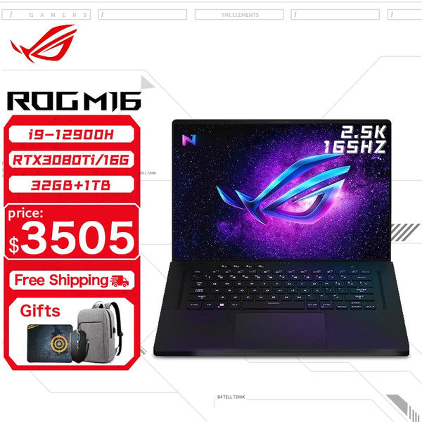 Brand New ASUS ROG Flow X16 Gaming Laptop 12th Intel Core i9 12900H 32G RAM 1T SSD RTX3080Ti-16GB 2.5K Screen 165Hz 16Inch E-sports Comput Warranty