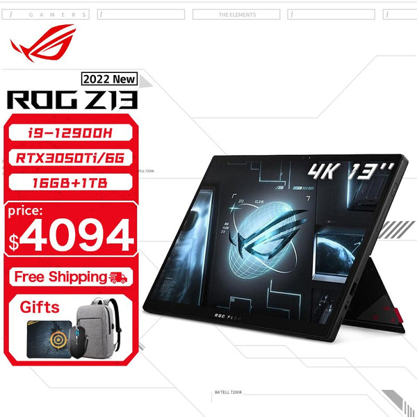 Brand New ASUS ROG Flow Z13 Gaming Laptop Intel Core i9 12900H 16G RAM 1T SSD RTX3050Ti 4GB 4K Screen 13.4Inch E-sports Notebook Computer Warranty