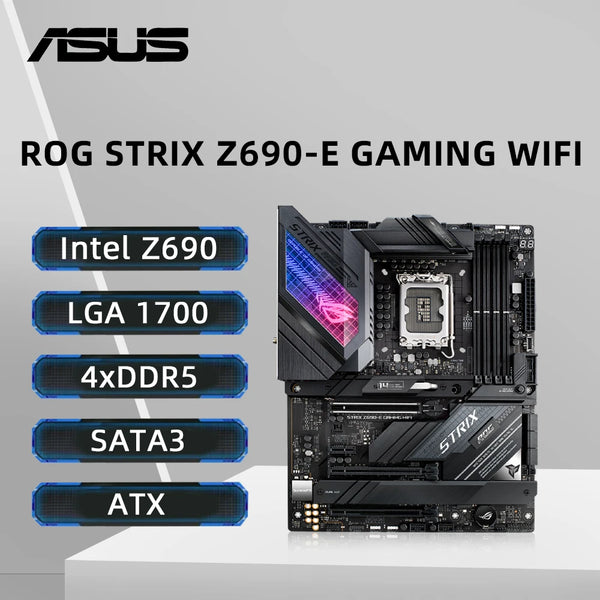 ASUS ROG STRIX Z690-E GAMING WIFI Motherboard Support i9-14900KF i7-13700K i5-12400F i3-12100 CPU LGA1700 DDR5 M.2 PCIe 5.0 ATX Free Fast Shipping