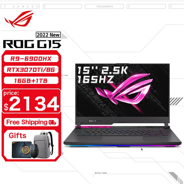 Brand New ASUS ROG Strix G15/G17 Gaming Laptop AMD Ryzen 9 6900HX 16G RAM 1T SSD RTX3070Ti-8GB 2.5K Screen 165Hz 15Inch E-sports Computer Warranty
