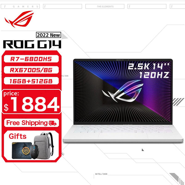 Brand New ASUS ROG Zephyrus G14 Gaming Laptop AMD Ryzen 7 6800HS 16GB 512GB SSD RX6700S-8G 2.5KScreen 120Hz 14'' E-sports Computer Warranty