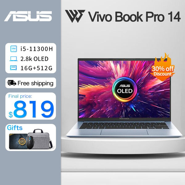 Brand New ASUS VivoBook Pro 14 Slim Laptop 11th Intel Core i5 11300H/R7-5800H/R5-5600H 16G RAM 512G SSD 2.8K Screen 14Inch Office Notebook Warranty