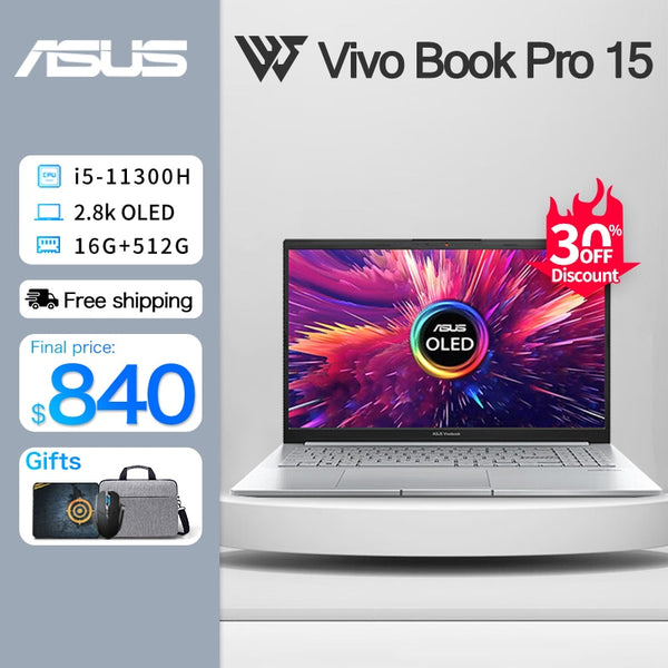 Brand New ASUS VivoBook Pro 15 Slim Gaming Laptop 11th Intel Core i5 11300H 16G RAM 512G SSD OLED Screen 15Inch Business Notebook Computer Warranty