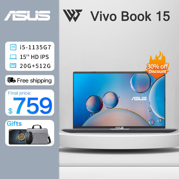 Brand New ASUS VivoBook15/360 Office Laptop Intel Corei5 1135G7/Celeron N4500/Pentium N5030 4G/8G/20G RAM 256G/512G SSD Slim Notebook Warranty