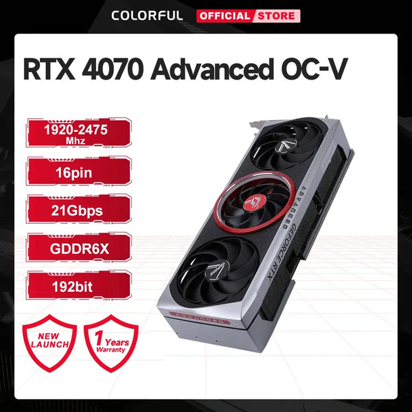 COLORFUL GeForce RTX 4070 Advanced OC-V Graphics Card GDDR6x 192Bit 247510 MHz NVIDIA Video Card Game Video For Desktop Computer Original Brand New