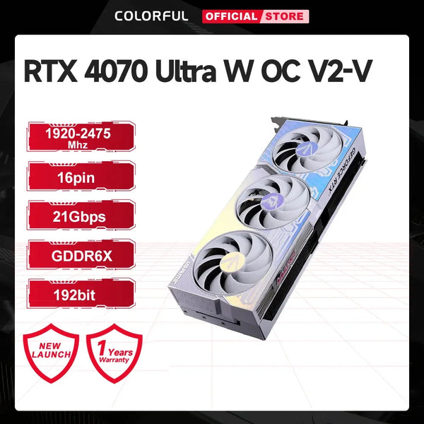 COLORFUL GeForce RTX 4070 Ultra W OC V2-VGraphics Card GDDR6x 192Bit 2505 MHz NVIDIA Video Card Game Video For Desktop Computers Original Brand New