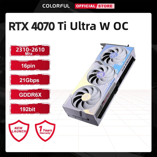 COLORFUL GeForce RTX 4070Ti Ultra W OC V2-V Graphics Card GDDR6x 192Bit 2505 MHz NVIDIA  Game Video For Desktop Computers Original Brand New