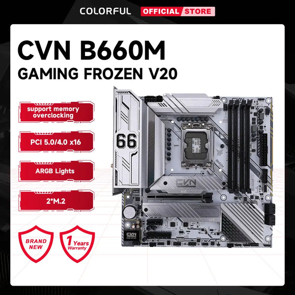 Colorful CVN B660M GAMING FROZEN V20 mATX Motherboard LGA 1700 12th Gen Intel 128GB M.2 PCIe 5.0 support memory overclocking Original Brand New