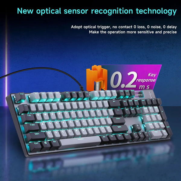 Colorful Gamer Keyboard Mechanical Mouse Set 128 Keys RGB Orange Axis USB Mechanical E-Sports Backlight PC Gamer Mouse Original Brand New