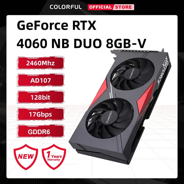 Colorful iGame GeForce RTX 4060 NB DUO 8GB-V Ultra W DUO OC GDDR6 Gaming Graphics Card Eat chicken advanced NVIDIA GPU Original Brand New