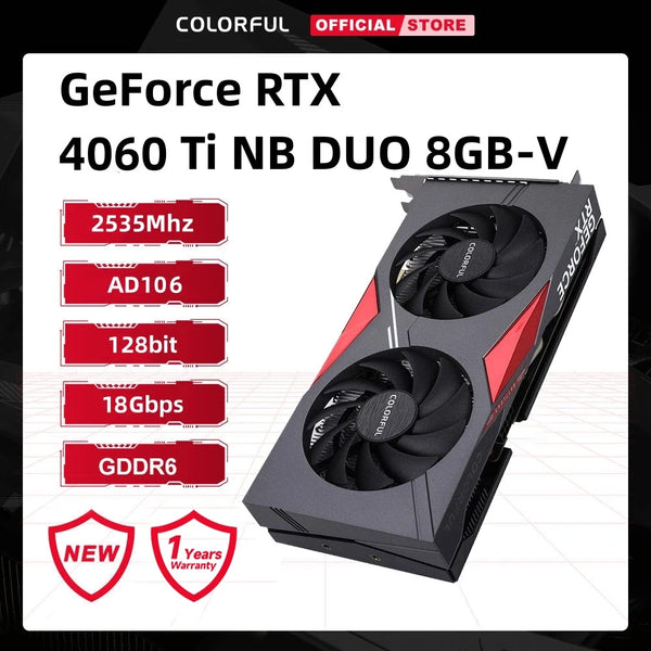 Colorful iGame GeForce RTX 4060 Ti NB DUO 8GB-V GDDR6 128bit 2535Mhz Gaming Graphics Card Eat chicken advanced NVIDIA GPU Original Brand New