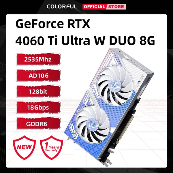 Colorful iGame GeForce RTX 4060 Ti Ultra W DUO OC 8GB-V GDDR6 128bit 2535Mhz Gaming Graphics Card Eat chicken advanced NVIDIA Original Brand New