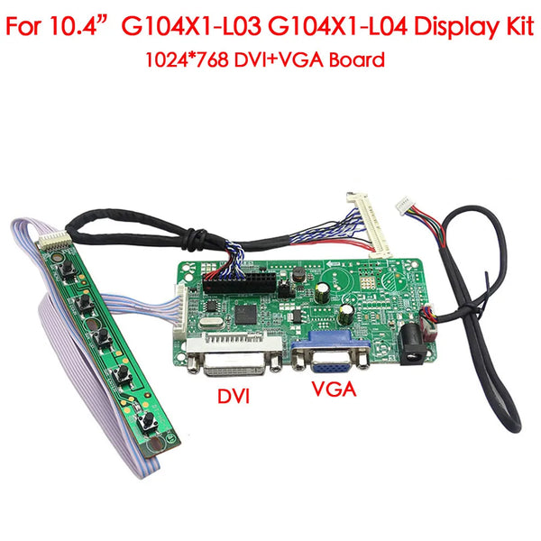 For 10.4 inch G104X1-L03 G104X1-L04 LCD 1024x768 30pins LVDS BL 10Pin Cable DVI HDMI VGA LCD industrial Display Driver Board Kit