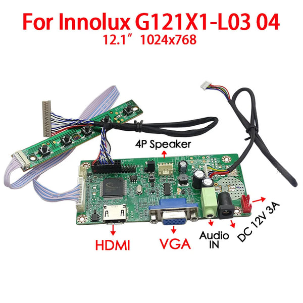 For 12.1 inch 1024x768 G121X1-L03 L04  G121XCE-L02 L03 LCD Screen 10P Backlight HDMI VGA LCD industrial Display Driver Board