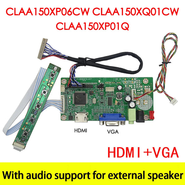 For 15" 1024x768  CLAA150XP06CW CLAA150XQ01CW CLAA150XP01Q 1ch 8bit 20pins LVDS Cable HDMI VGA Audio HD LCD LED Driver Board