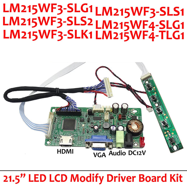 For 21.5 inch 1920x1080 LM215WF3-SLS1 TLG1 LG 21.5"LCD LED HDMI VGA Audio PC Display Kit Monitor Driver Board Kit Modify DC 12V
