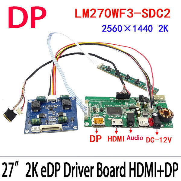 For 27" 2560x1440 2K eDP LCD Driver Board VGA/HDMI/DP to eDP 4 Lanes 36P Audio For LG LM270WQ1-SDE2/SDE3 LM270WF3-SDC2