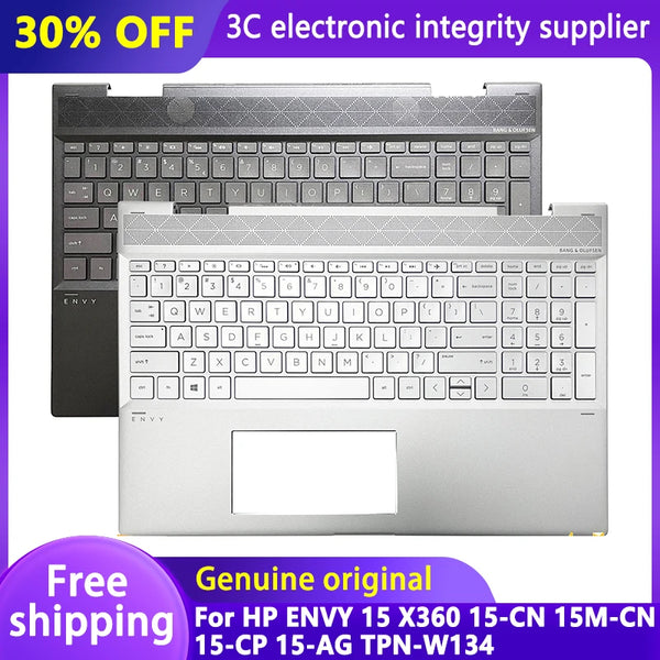 StoneTaskin For HP ENVY 15 X360 15-CN 15M-CN 15-CP 15-AG TPN-W134 Laptop Palmrest US Backlit Keyboard with Fingerprint Hole Upper Top Case Fully Tested Free Shipping