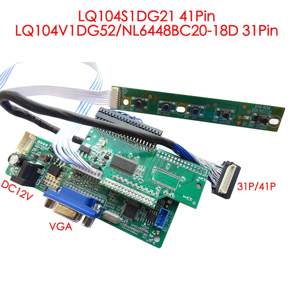 For LQ104S1DG21 41Pin LQ104V1DG52 NL6448BC20-18D 31Pin TTL LCD Driver Board Kit VGA display monitor screen CCFL backlight 4mm