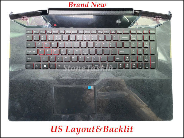 StoneTaskin High quality 5CB0K37600 for Lenovo IdeaPad Y700-17ISK laptop keyboard Plamrest upper case assmebly US Layout with backlit Tested Free Shipping Fully Tested