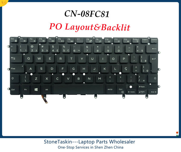 High quality Brand New KB for DELL XPS 13 9343 9350 9360 15 7547 PORTUGUESE ENGLISH Laptop Keyboard 8FC81 PO layout with Backlit