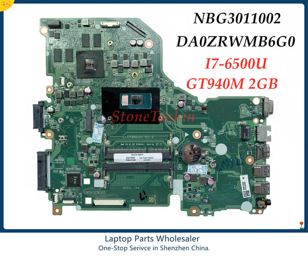 High quality NBG3011002 For Acer Aspire  E5-574G F5-572G V3-575G Laptop Motherboard DA0ZRWMB6G0 I7-6500U DDR3 GT940M 2GB Tested