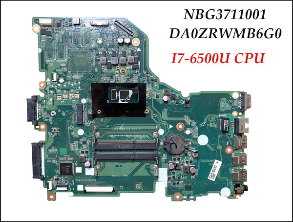 High quality NBG3711001 For Acer Aspire E5-574 Laptop Motherboard DA0ZRWMB6G0 Mainboard I7-6500U CPU DDR3 100% Fully Tested