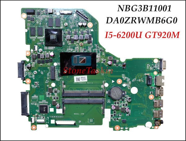 High quality NBG3B11001 For Acer Aspire  E5-574G F5-572G V3-575G Laptop Motherboard DA0ZRWMB6G0 I5-6200U DDR3 GT920M 2GB Tested