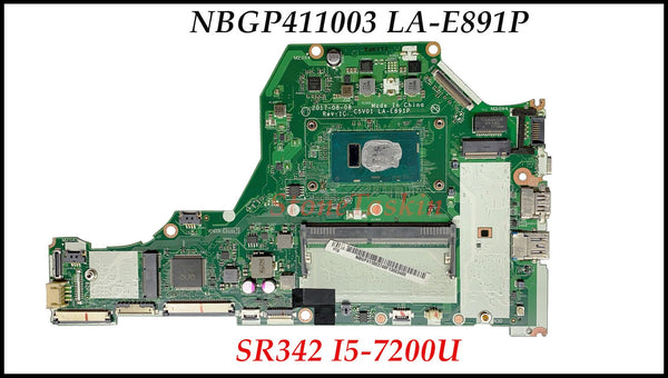 High quality NBGP411003 For Acer Aspire A515-51 Laptop Motherboard SR342 I5-7200U CPU DDR4 NB.GP411.003 LA-E891P Fully Tested