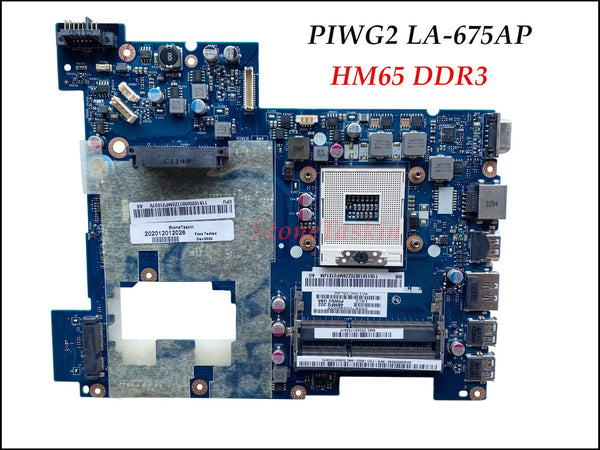 High quality PIWG2 LA-675AP For Lenovo Ideapad G570 Laptop Motherboard HM65 PGA989 DDR3 100% Tested