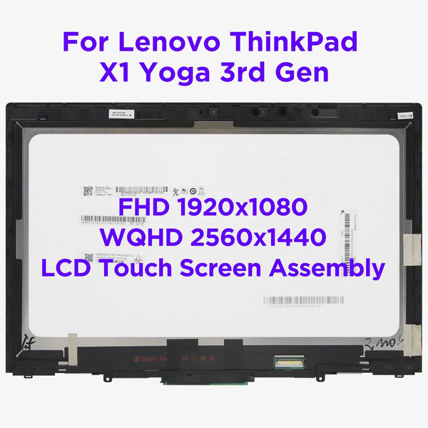 LCD Touch Screen Digitizer Assembly For Lenovo ThinkPad X1 Yoga 3rd Gen 2018 20LD 20LE 20LF 20LG 14.0 Laptop Display Replacement