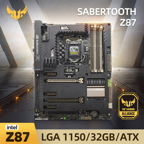 StoneTaskin LGA 1150 Motherboard Asus SABERTOOTH Z87 Motherboard 1150 DDR3 Intel Z87 32GB USB3.0 PCI-E 3.0 SATA III ATX For Core i5 I7 4790